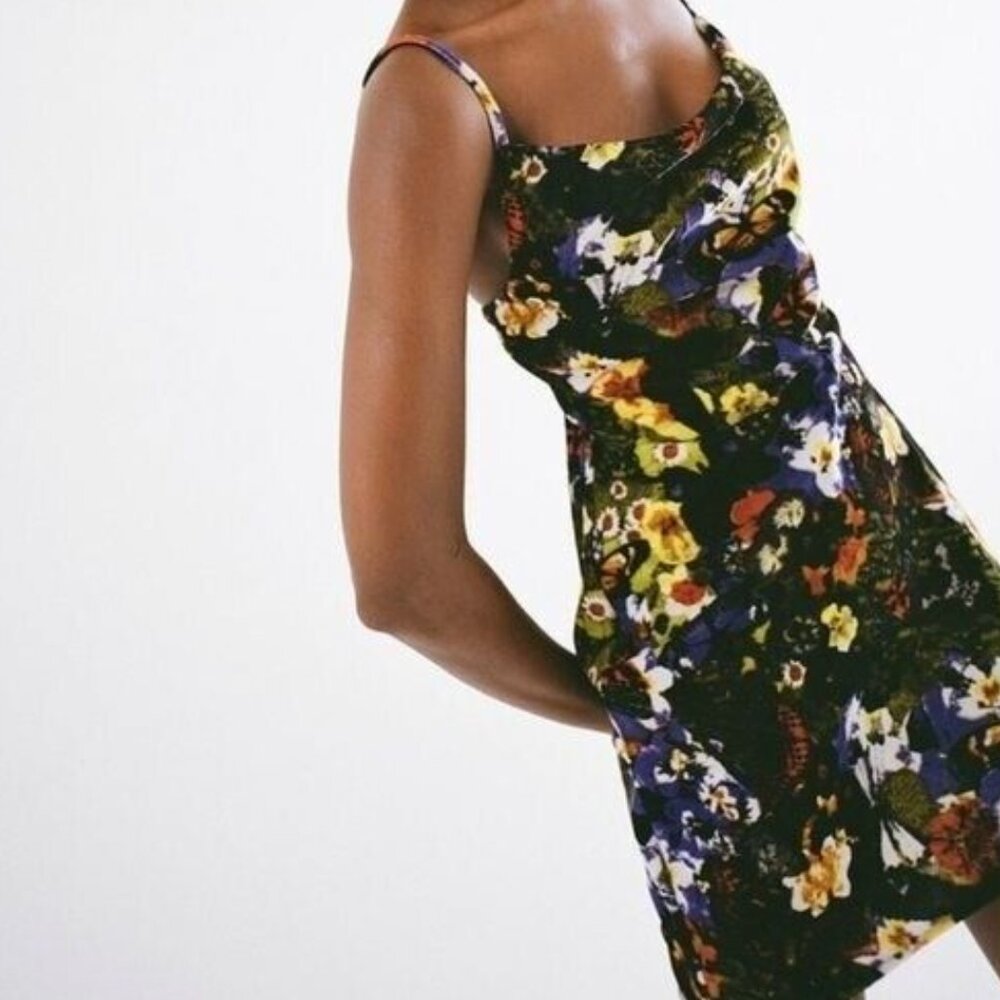 Urban Outfitters Velvet Floral Cowl Neck Slip Dress Cute Fall